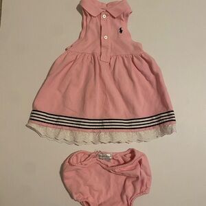 Ralph Lauren Pink Polo Baby Dress with Bloomers 9 months